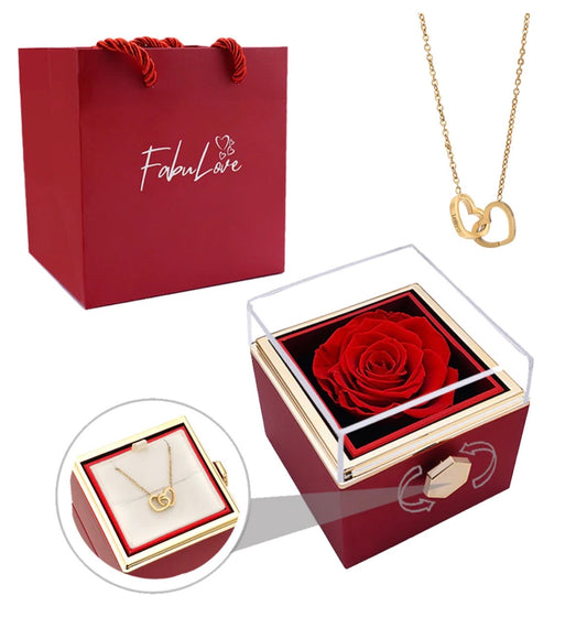 Rose box et collier plaqué or