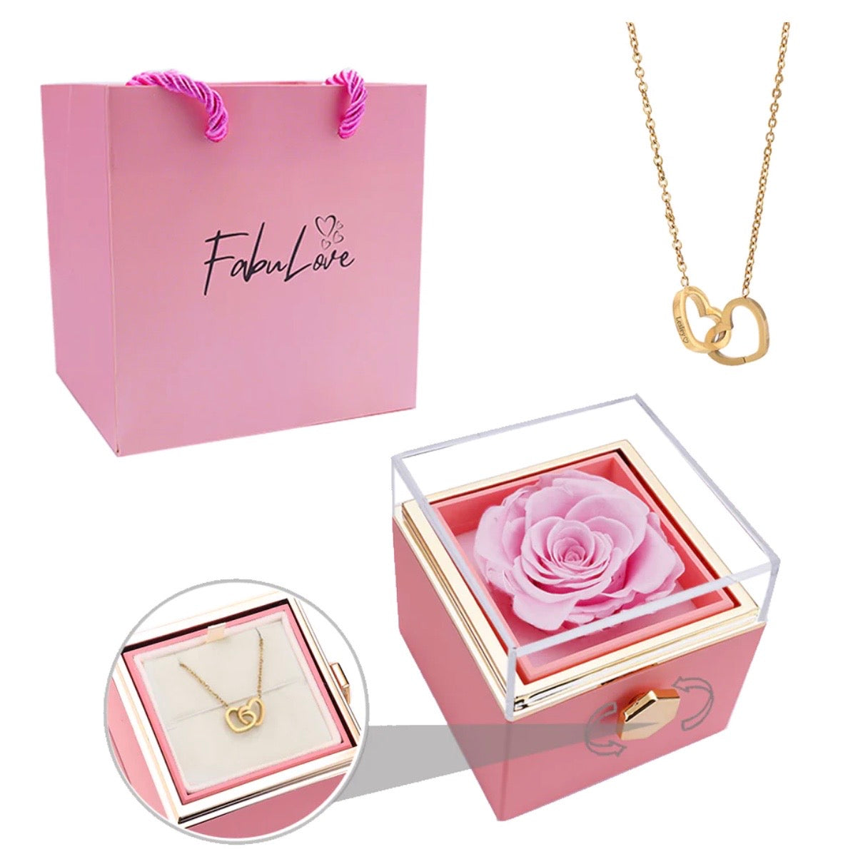 Rose box et collier plaqué or