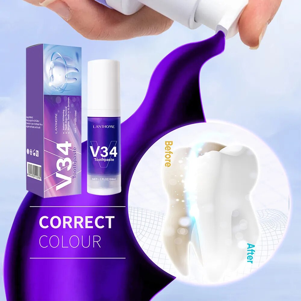 Sérum correcteur de couleur dentaire V34 + brosse à dent électrique offerte